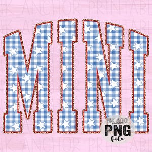 Mini Blue Gingham Stars Red Patriotic USA Cheetah Png Printable Design Instant Download