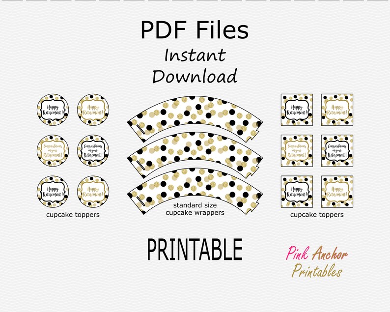 printable happy retirement cupcake toppers and wrappers etsy