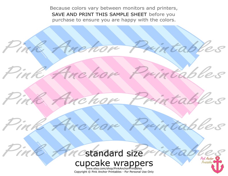 Printable Baseball Bow Gender Reveal Cupcake Toppers and Etsy