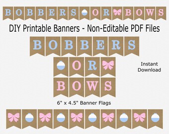 Editable Bobbers or Bows Gender Reveal Party Fishing Gender
