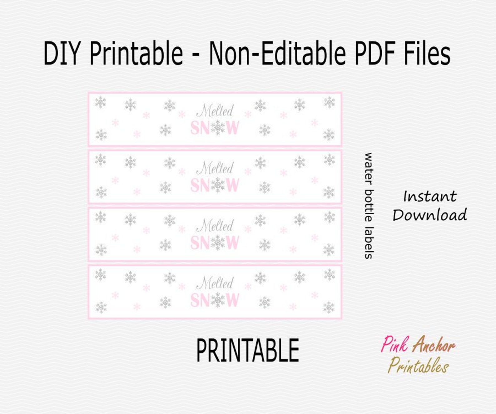 Printable Melted Snow Water Bottle Labels Light Pink Pale - Etsy