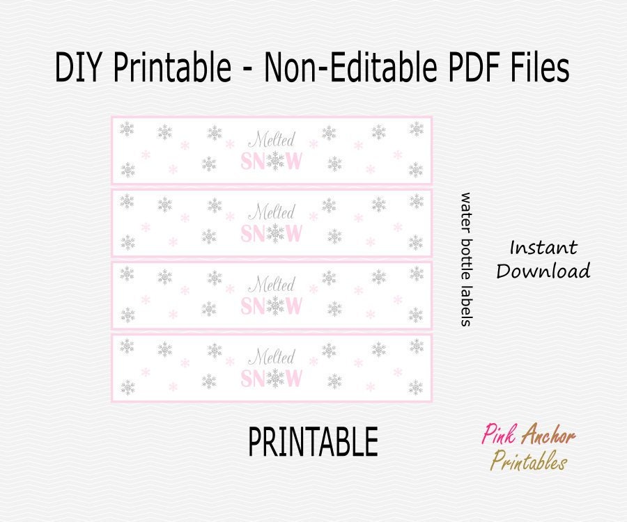 Printable Melted Snow Water Bottle Labels Light Pink Pale | Etsy