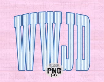 WWJD Blue Seersucker Stripes Png Printable Design INSTANT DOWNLOAD