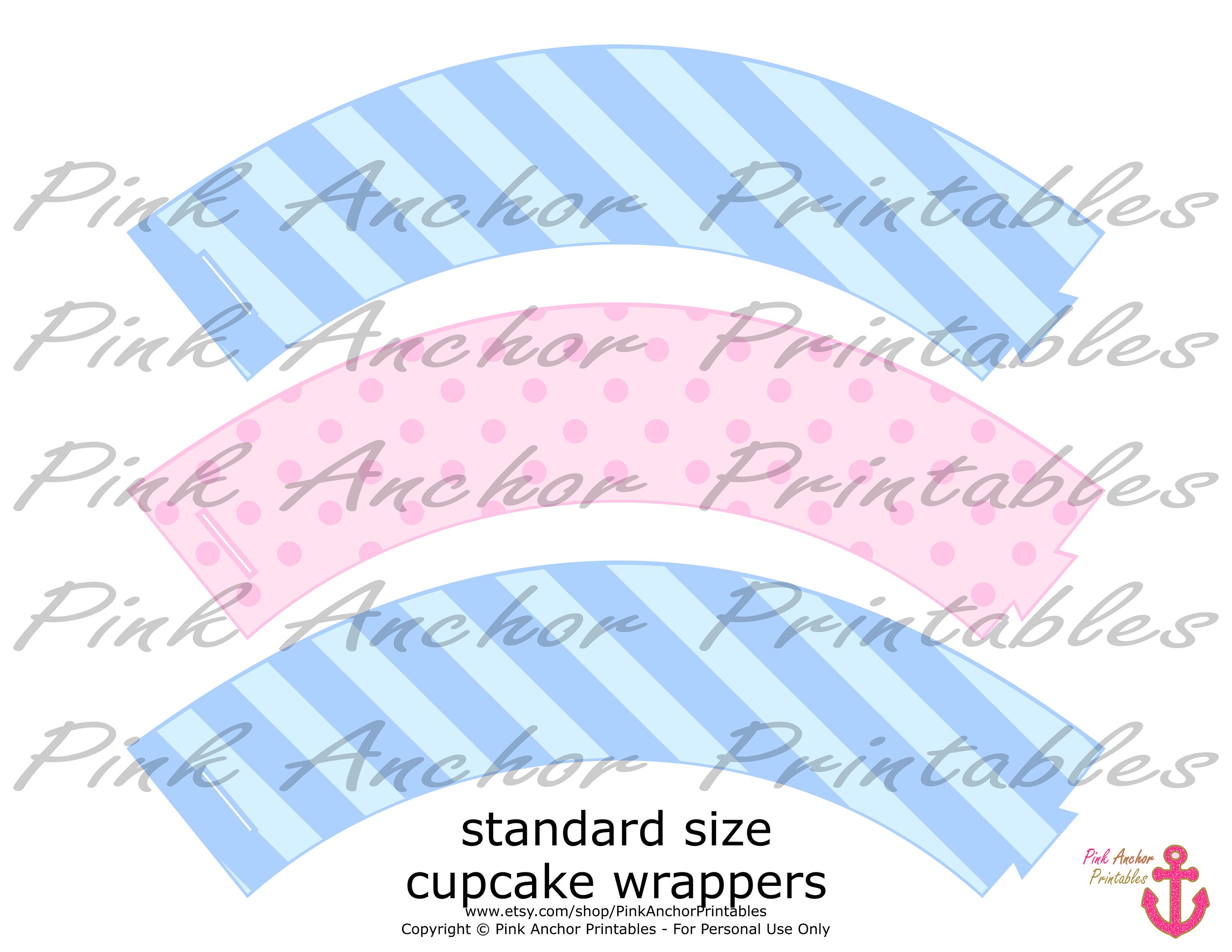 Printable Gender Reveal Cupcake Toppers and Wrappers Baby Etsy