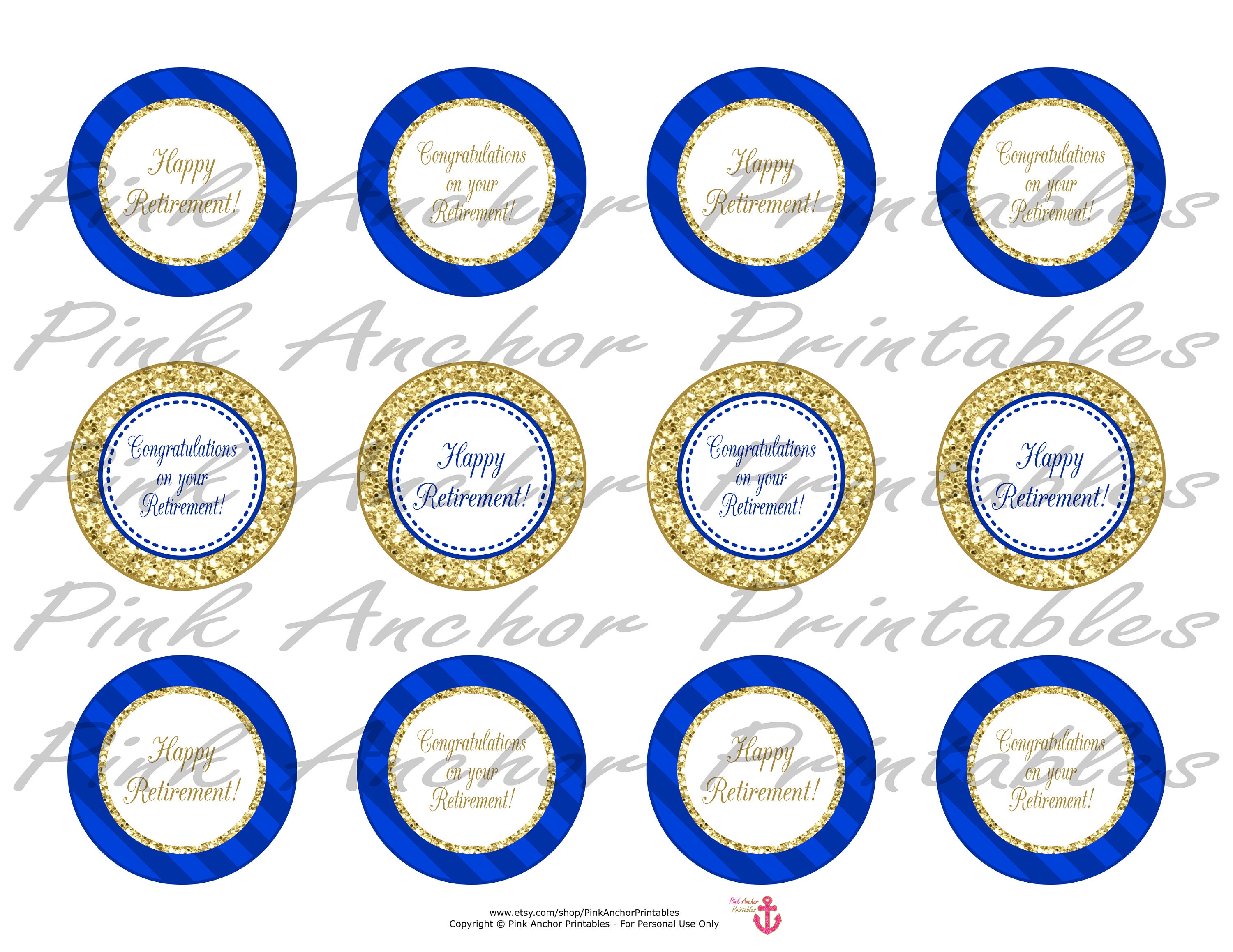 printable happy retirement cupcake toppers and wrappers etsy