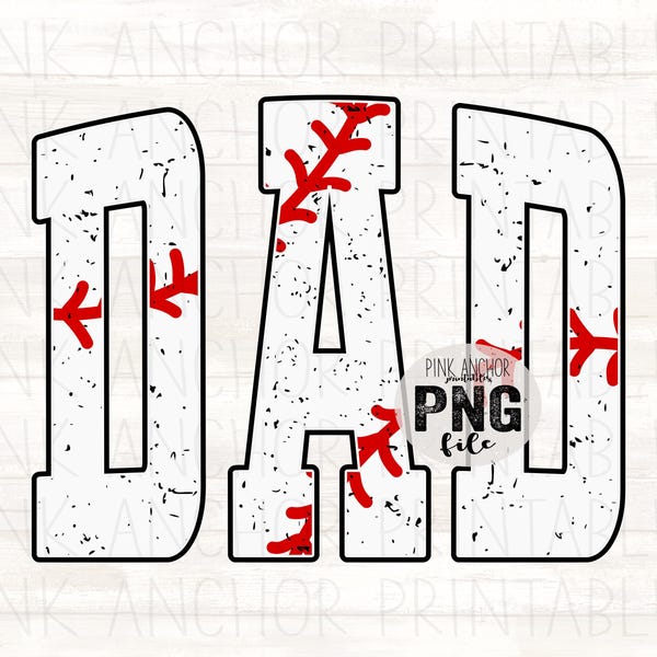 Dad Baseball Png Printable Design INSTANT DOWNLOAD