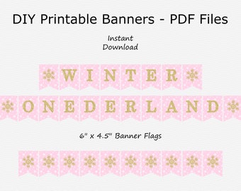 Printable Happy Birthday Banner Winter Onederland Printable - Etsy