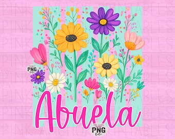 Abuela Png Wild Flower Floral Preppy Stripes Printable Design Instant Download