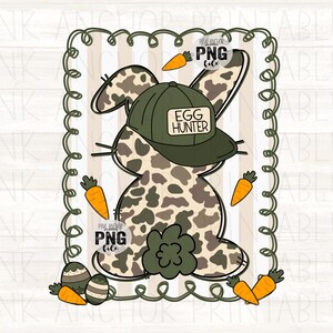 Easter Bunny Sketch Camo Boy Ball Cap Hat Png Printable Design Instant Download