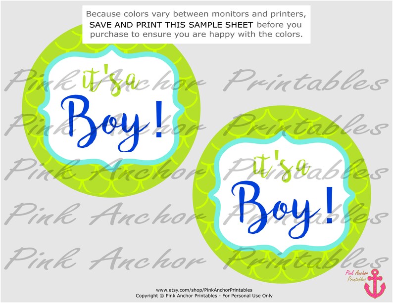 PRINTABLE INSTANT DOWNLOAD Royal Blue Printable Under the Sea Centerpieces It/'s a Boy Baby Shower Lime Green /& Aqua Blue