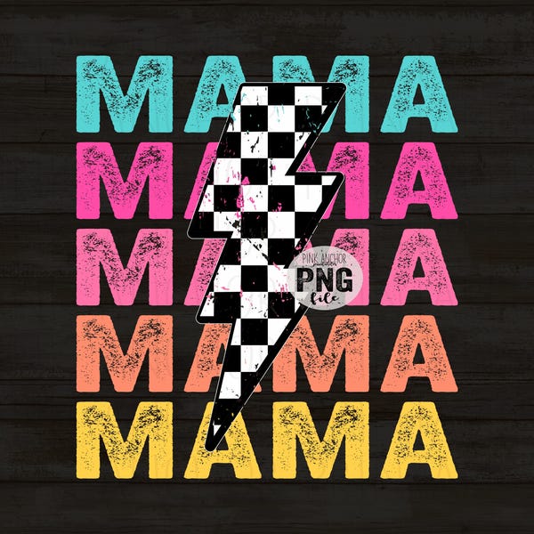 Direktnedladdning Mamma Blå Rosa Orange Staplad Svart Checkered Lightning Bolt Png Utskrivbar Design