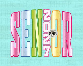 Plik PNG z nadrukiem w paski seersucker dla seniorów z 2027 r. (do pobrania cyfrowego)