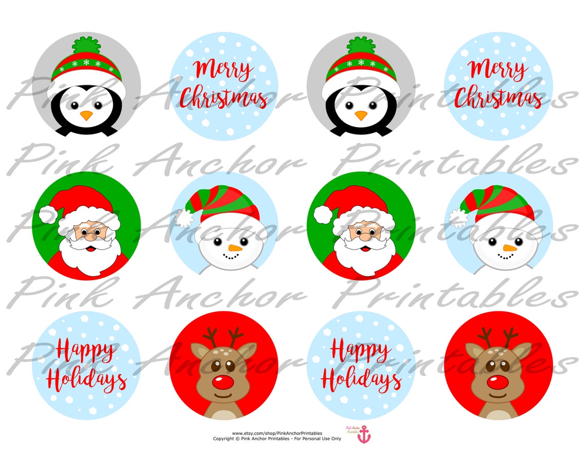 Printable Merry Christmas Cupcake Toppers and Wrappers | Etsy