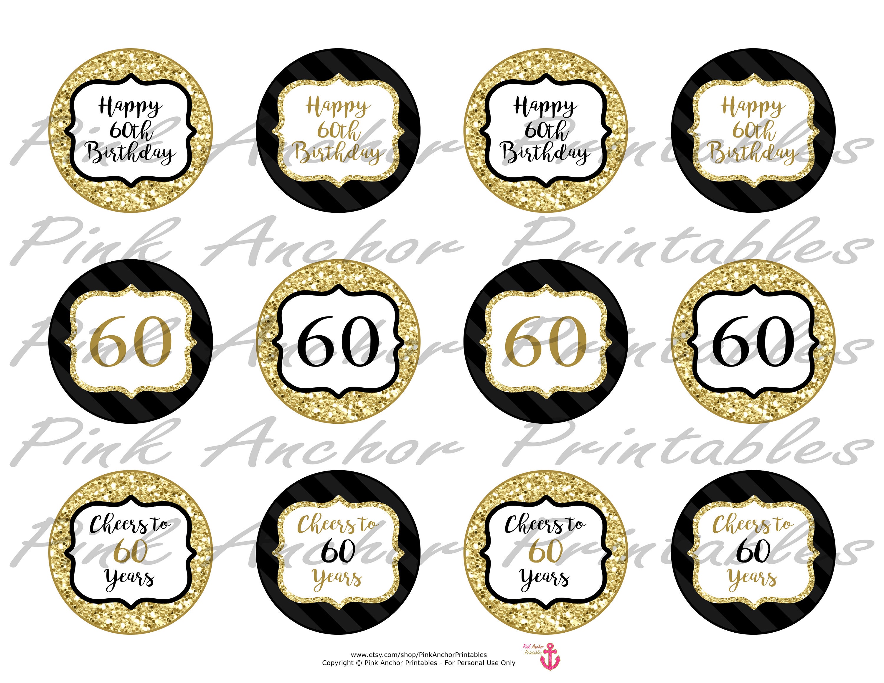 printable-60th-birthday-cupcake-toppers-and-wrappers-gold-etsy-schweiz