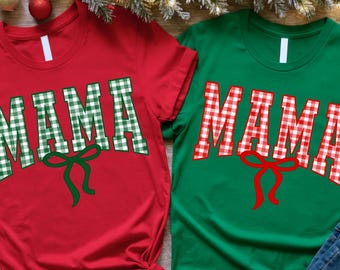Instant Download Mama Red Gingham Green Gingham Christmas Coquette Bow Png Printable Design