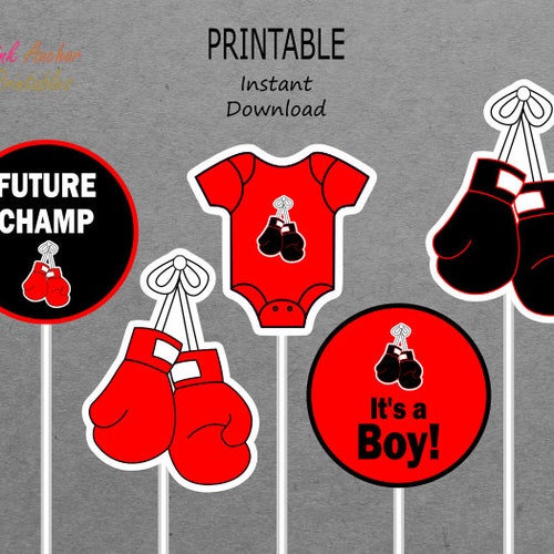 Printable Centerpieces Boxing Boxer Boy Baby Shower Etsy