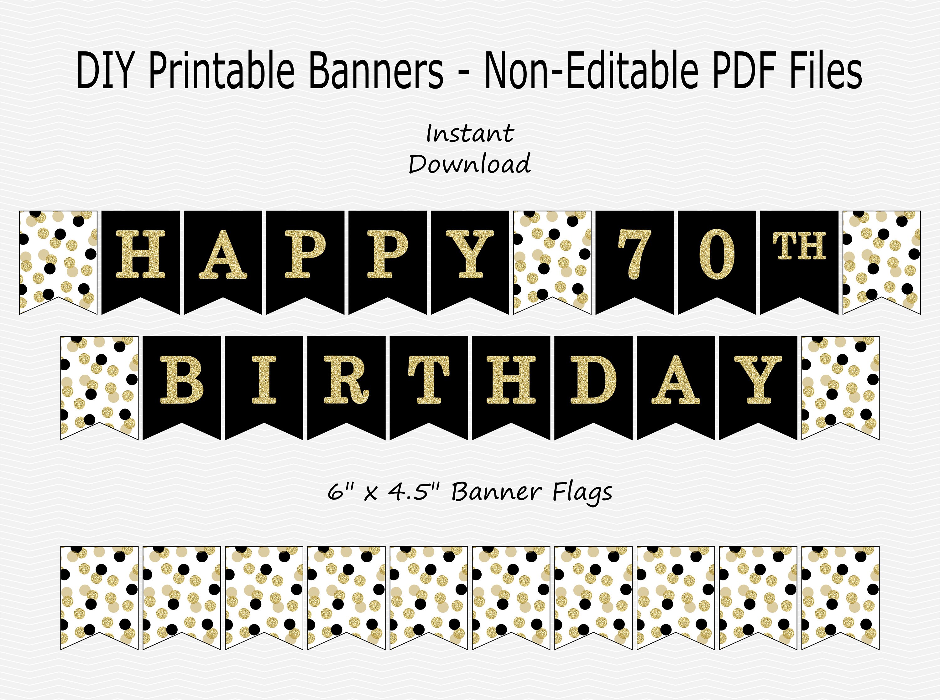 Personalised 70th Birthday Custom Banner MADE IN 1949 Golden Glitter #02 Personalised 70th Birthday Custom Banner MADE IN 1949 Golden Glitter #02