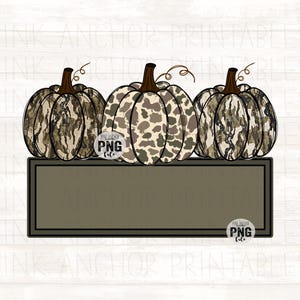 Pumpa Trio PNG Höstkamouflage Pojke Flicka Unisex PNG-fil Utskrivbar Design Direkt Nedladdning