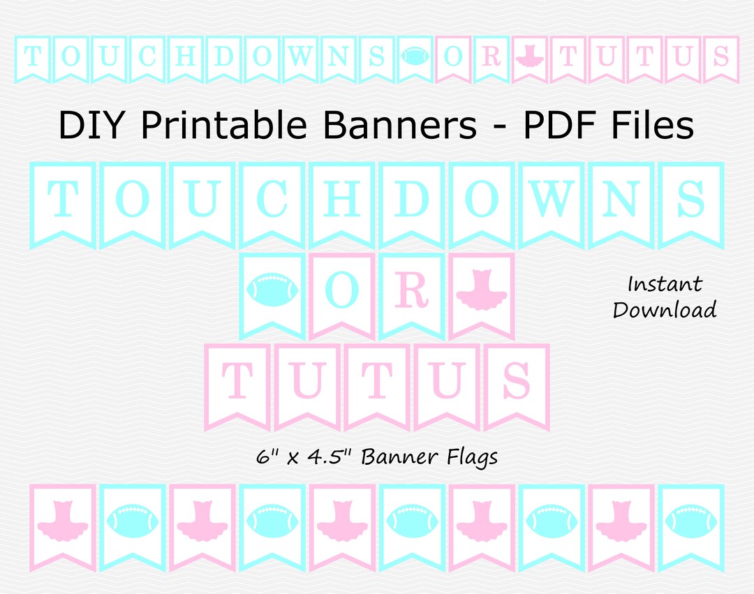 Touchdowns or Tutus Banner - Baby Pink &amp; Blue - Football, Tutu ...