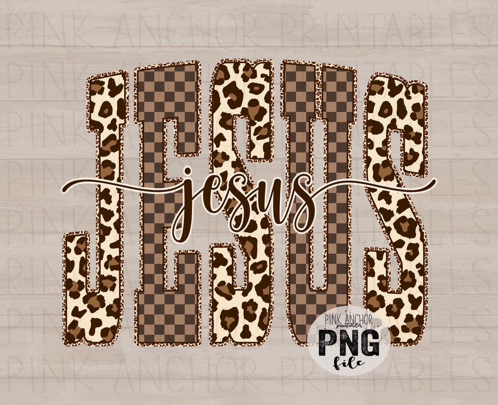 Jesus Cheetah Checker Cursive Png File Clip Art Printable Design ...