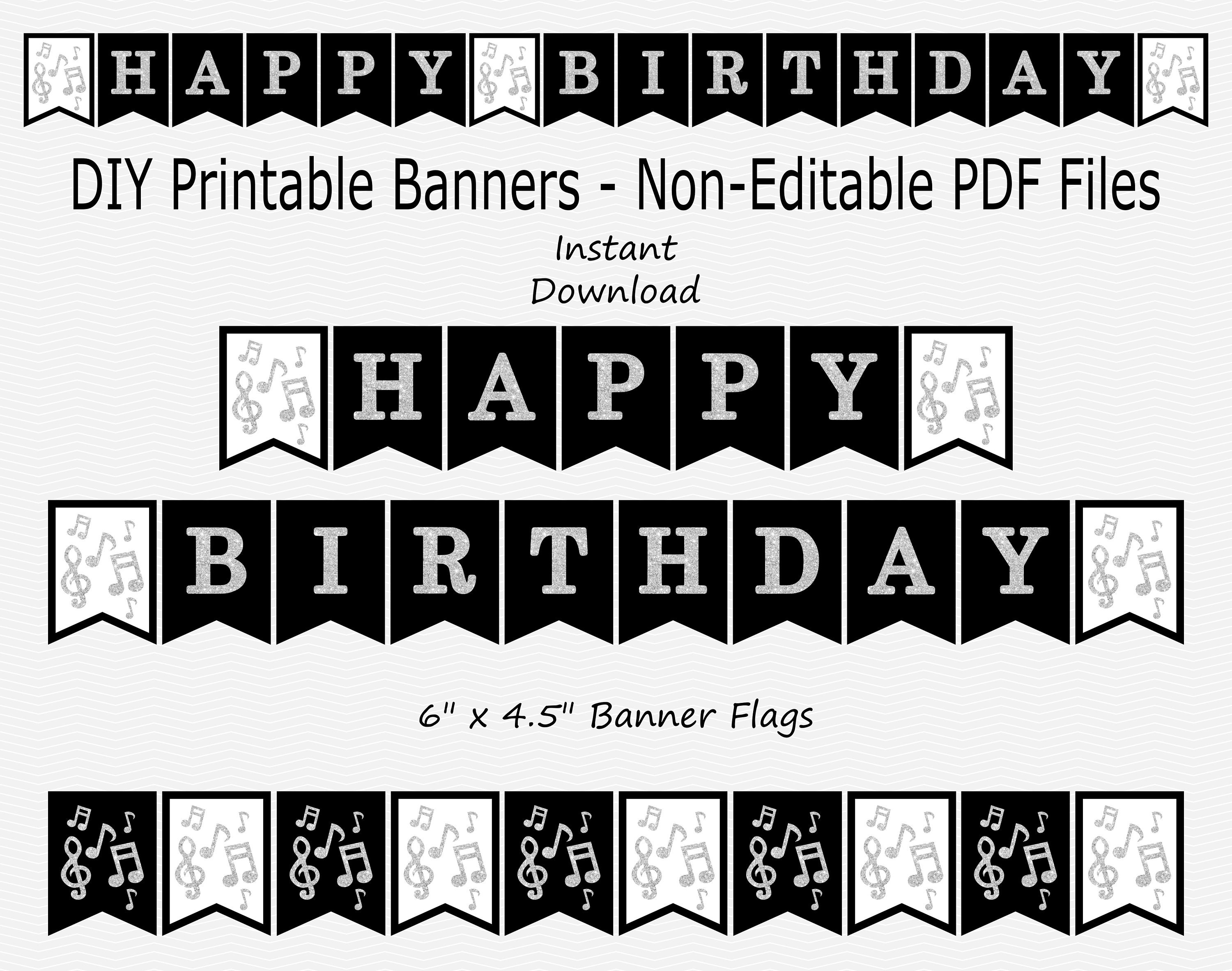 Black and White Happy Birthday Banner, Black and White Party Decorations -   Sweden