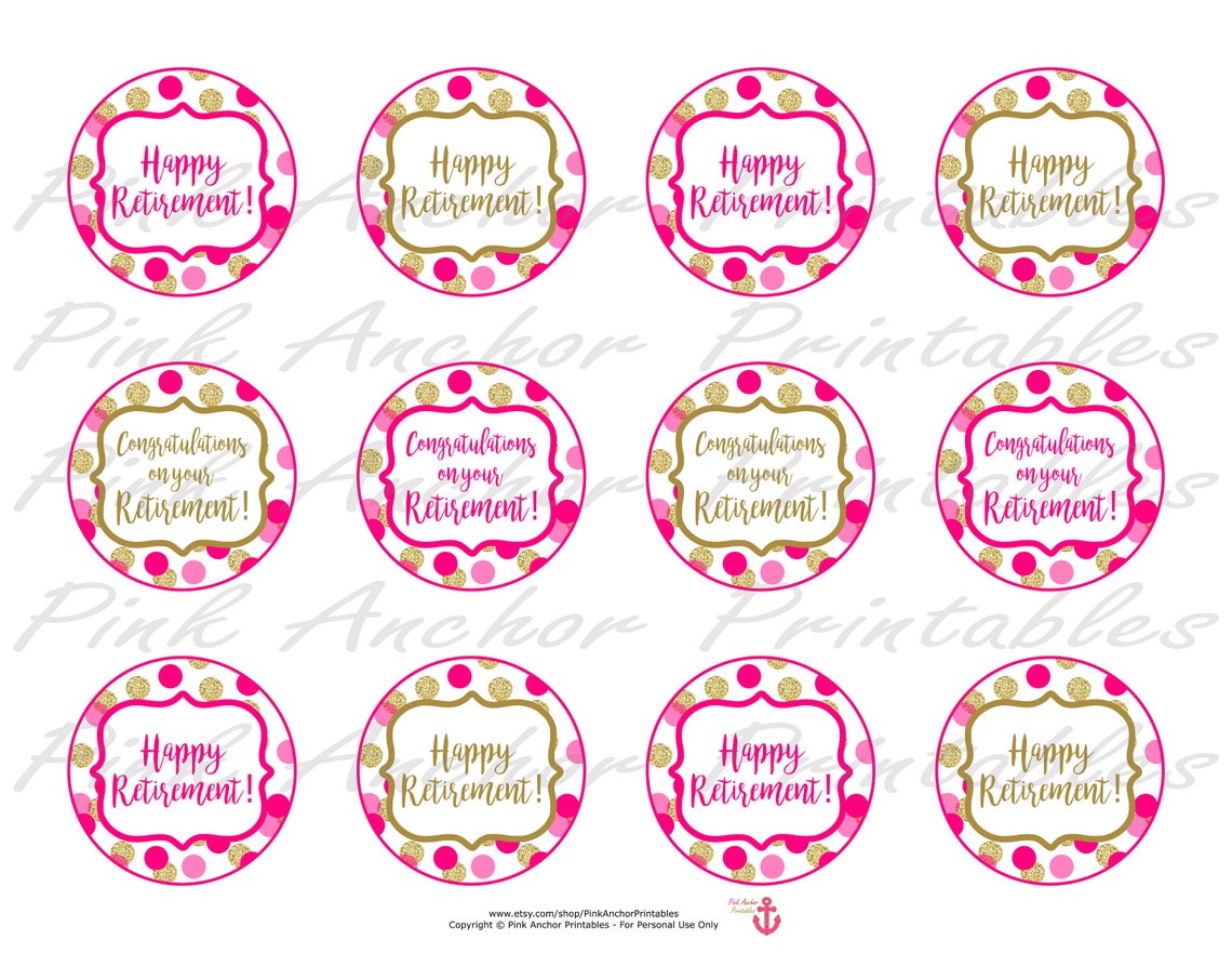 printable happy retirement cupcake toppers and wrappers