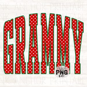 Grammy Red Green Polka Dot Christmas Png Printable Design INSTANT DOWNLOAD