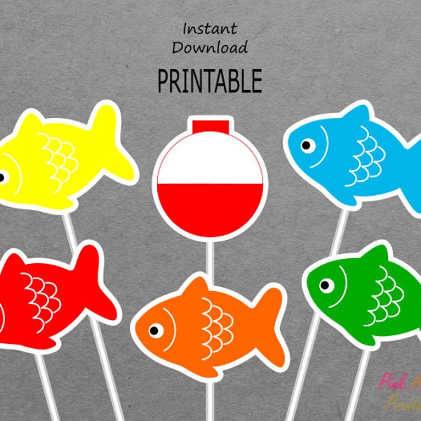 Printable Fish Centerpieces - Birthday - Gone Fishing - Bobber - PRINTABLE - INSTANT DOWNLOAD