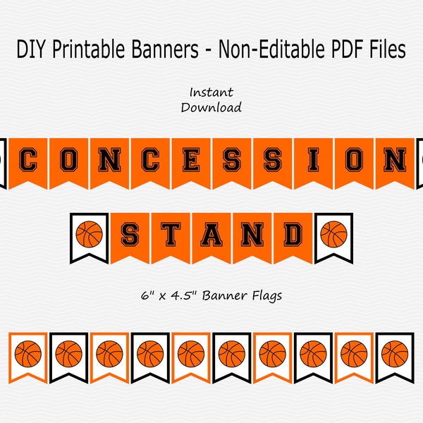 Concession Stand Banner - Black & Orange - Baby Shower - Birthday Party - Basketball - PRINTABLE - INSTANT DOWNLOAD