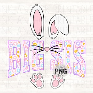 Big Sis Bunny Pastel Cheetah Pasen afdrukbaar png-ontwerp direct downloaden