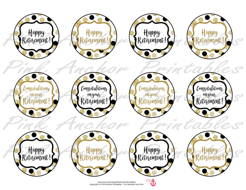 printable happy retirement cupcake toppers and wrappers etsy