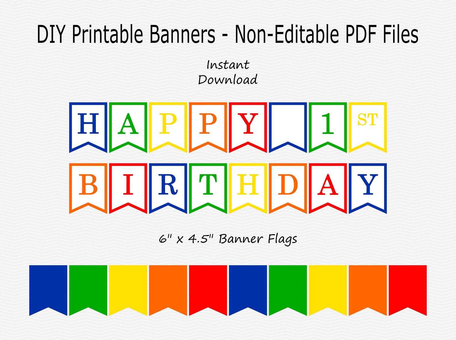 Happy 1st Birthday Banner Rainbow PRINTABLE INSTANT | Etsy