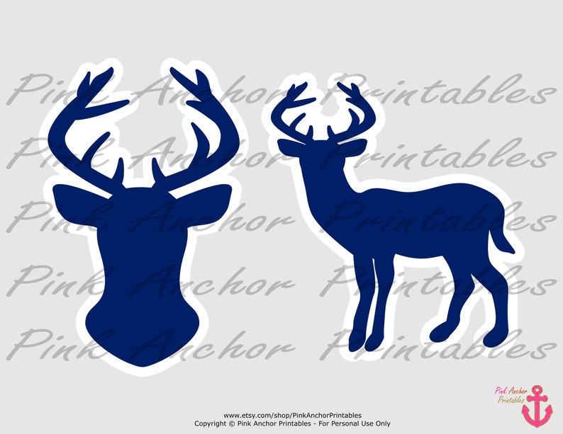 Boy Baby Shower Navy /& Kraft PRINTABLE Deer Head Printable Deer Centerpieces INSTANT DOWNLOAD Deer