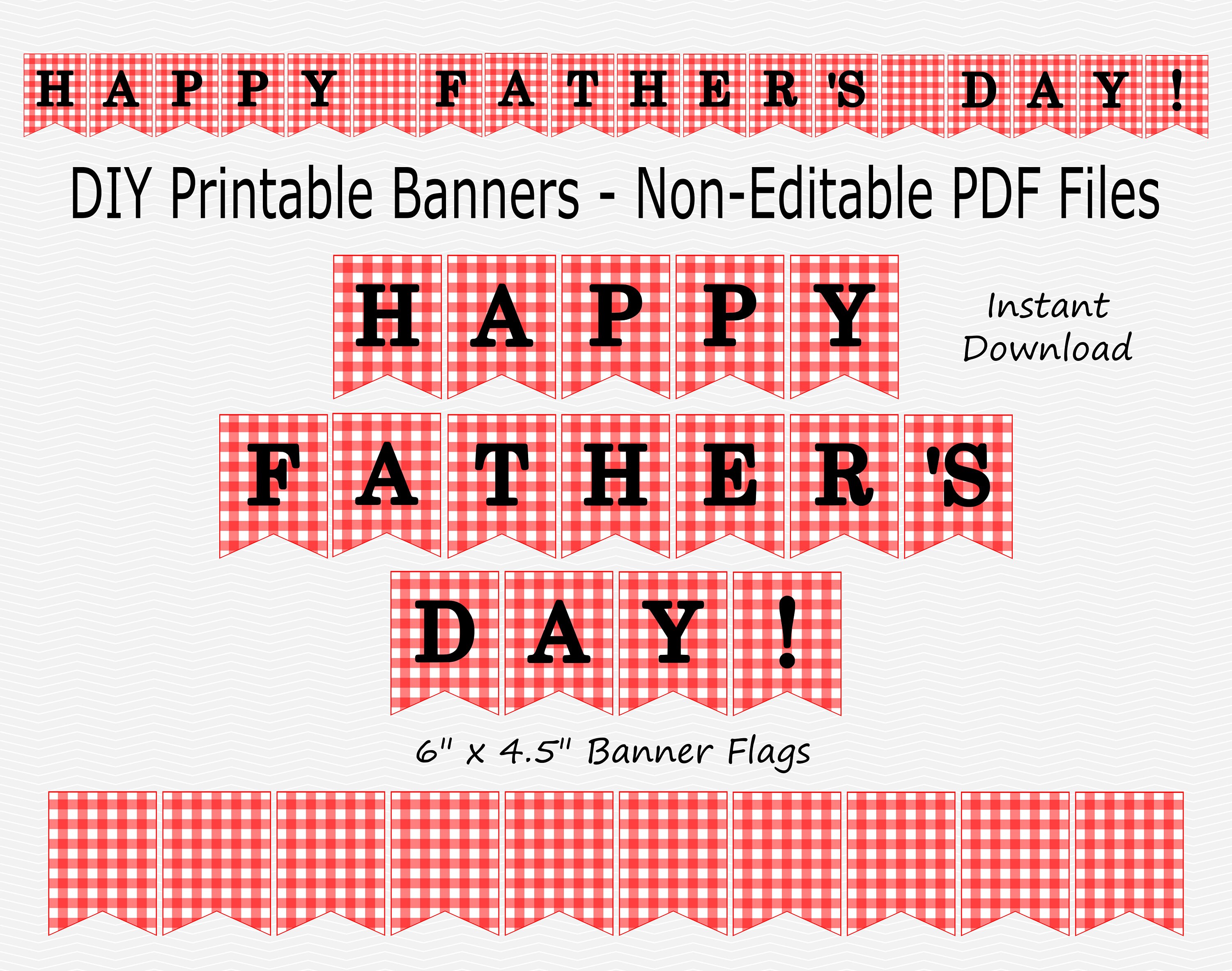 Happy Father's Day Banner Red & White Plaid DIY - Etsy