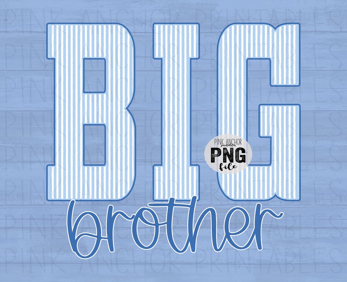 Big Brother Blue Seersucker Stripes Png Printable Design INSTANT ...