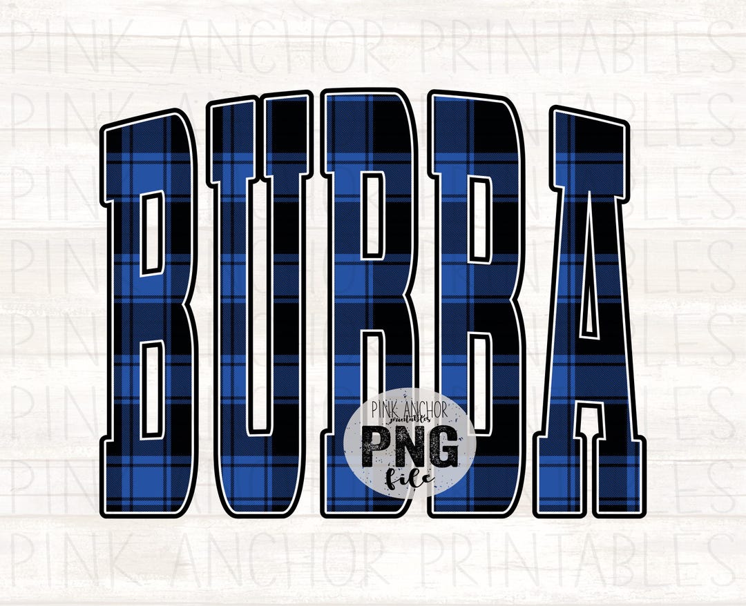 Bubba Plaid Blue Black Png Printable Design INSTANT DOWNLOAD - Etsy