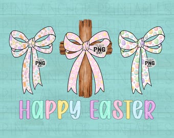 Happy Easter Bow Christian Easter Png Printable Design INSTANT DOWNLOAD