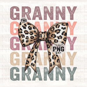 Instant Download Granny Stacked Cheetah Coquette Bow Png Printable Dtf Dtg Sublimation Design