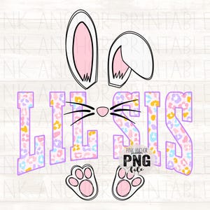 Lil Sis Bunny Pastel Cheetah Pasen afdrukbaar png-ontwerp direct downloaden