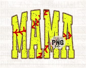Mama Softball Cheetah Png Printable Design INSTANT DOWNLOAD