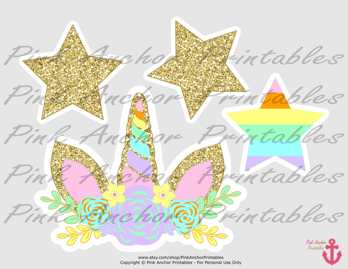 Printable Unicorn Centerpieces Girl 1st Birthday Rainbow &amp; | Etsy