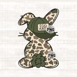 Easter Bunny Boy Sketch Camo Ball Cap Hat Png Printable Design Instant Download
