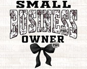 Small Business Owner Black Toile Coquette Bow Png File Art Printable Design Instant Download