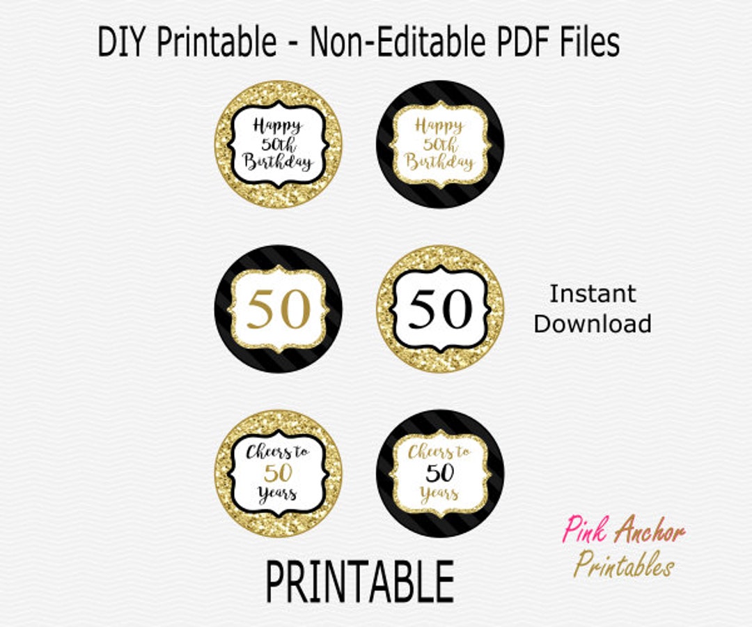 50th-birthday-cupcake-toppers-black-gold-glitter-happy-50-printable-stickers-label-printable-instant-download-etsy