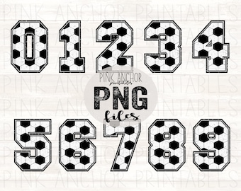 Instant Download 10 Separate Designs Soccer Numbers Bundle 0-9 Distressed png files Clip Art Printable Designs