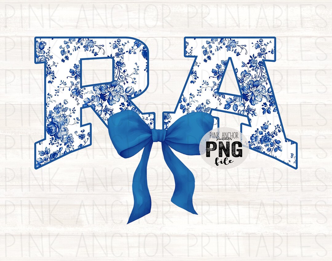 Instant Download RA Blue Toile Floral Coquette Bow Png File Clip Art ...
