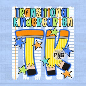 TK Transitional Kindergarten Png Back to School Boy Preppy Stripes Pencil Doodle Paper Printable Design Instant Download
