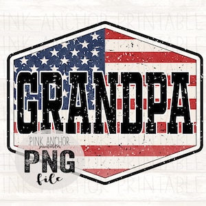 Grandpa Patriotic USA Flag Patriotic America Png Printable Design INSTANT DOWNLOAD