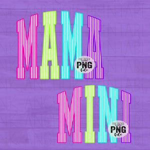Mama Mini Stripes Pink Seersucker Png Utskrivbar Design DIREKT NEDLADDNING