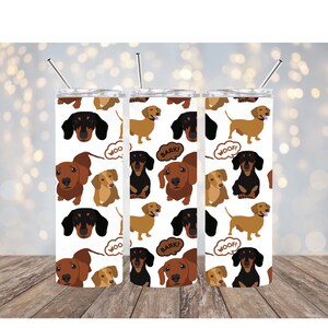 Dachshund Wiener Dog, 20oz Sublimation Tumbler Design, Seamless Pattern